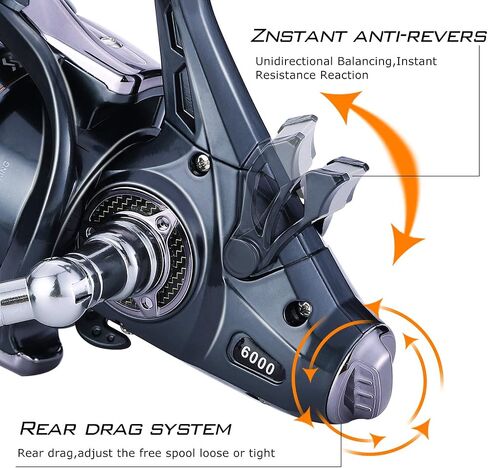 Sougayilang Carp Fishing Reel，5+1 Shielded Stainless Steel BB-Carbon Fiber Drag Carp Reels, for Saltwater or Freshwater Spinning Reels, Fishing Reels in Saudi Arabia