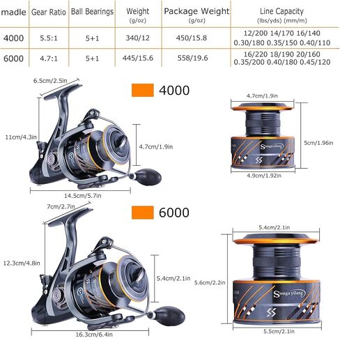 Sougayilang Carp Fishing Reel，5+1 Shielded Stainless Steel BB-Carbon Fiber Drag Carp Reels, for Saltwater or Freshwater Spinning Reels, Fishing Reels in Saudi Arabia