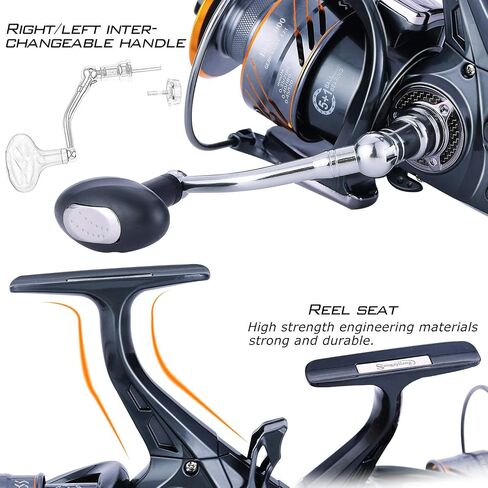 Sougayilang Carp Fishing Reel，5+1 Shielded Stainless Steel BB-Carbon Fiber Drag Carp Reels, for Saltwater or Freshwater Spinning Reels, Fishing Reels in Saudi Arabia