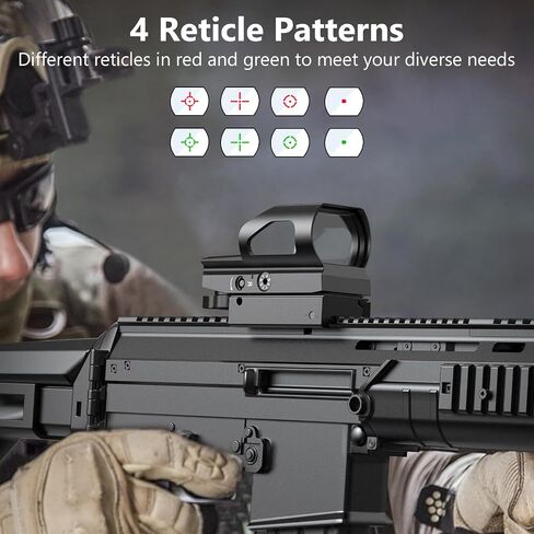 CVLIFE Red Green Dot Sight, 4 Adjustable Reticle Reflex Sight, 9 Brightness Setting Holographic Sight for 20mm Rail Mount in Saudi Arabia