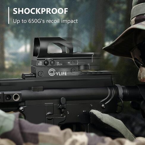 CVLIFE Red Green Dot Sight, 4 Adjustable Reticle Reflex Sight, 9 Brightness Setting Holographic Sight for 20mm Rail Mount in Saudi Arabia