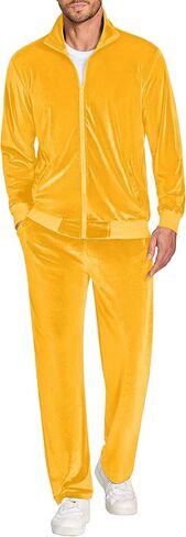 COOFANDY Mens 2 Piece Velour Tracksuit Full Zip Jackets Pants Velvet Jogging Suits Sweatsuit Set in Saudi Arabia