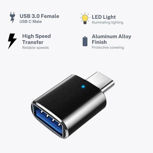 محول USB C إلى USB [3 حزم] - محول USB 3.0 أنثى إلى ذكر من النوع C، نقل بيانات عالي السرعة، متوافق مع Thunderbolt وMacBook وiPad وiPhone وGalaxy وSurface وDell وChromebook in Kuwait