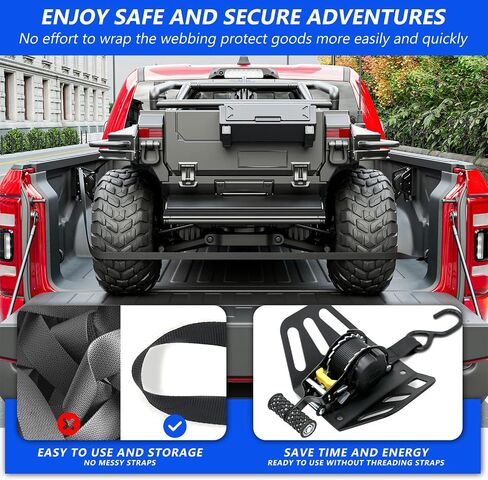 2PCS Retractable Tie Down Straps Compatible with 2019-2025 Chevy Silverado GMC Sierra 1500 Ratchet Strap Replacement for Chevy Silverado Accessories in Saudi Arabia