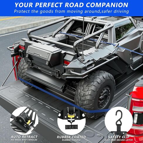 2PCS Retractable Tie Down Straps Compatible with 2019-2025 Chevy Silverado GMC Sierra 1500 Ratchet Strap Replacement for Chevy Silverado Accessories in Saudi Arabia