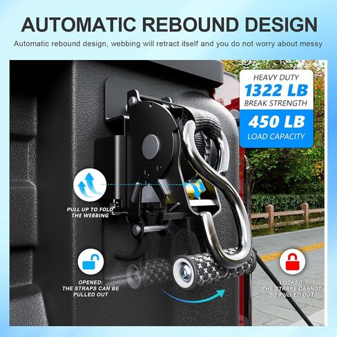2PCS Retractable Tie Down Straps Compatible with 2019-2025 Chevy Silverado GMC Sierra 1500 Ratchet Strap Replacement for Chevy Silverado Accessories in Saudi Arabia