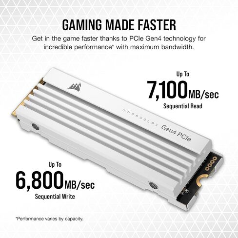 Corsair MP600 PRO LPX 4TB M.2 NVMe PCIe x4 Gen4 SSD - Optimised for PS5 (Up to 7,100MB/sec Sequential Read & 6,800MB/sec Sequential Write Speeds, High-Speed Interface) White (Renewed) in Saudi Arabia