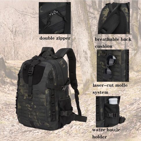 Military Tactical Backpack For Men Laser-Cut Molle Daypack 3 Day for Hiking,Working,Travel (black camo) in Saudi Arabia