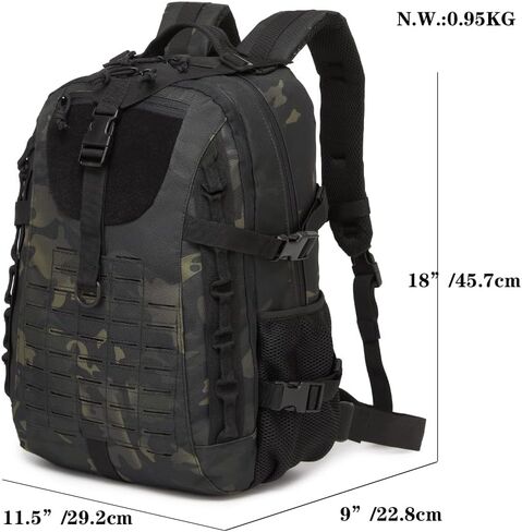 Military Tactical Backpack For Men Laser-Cut Molle Daypack 3 Day for Hiking,Working,Travel (black camo) in Saudi Arabia