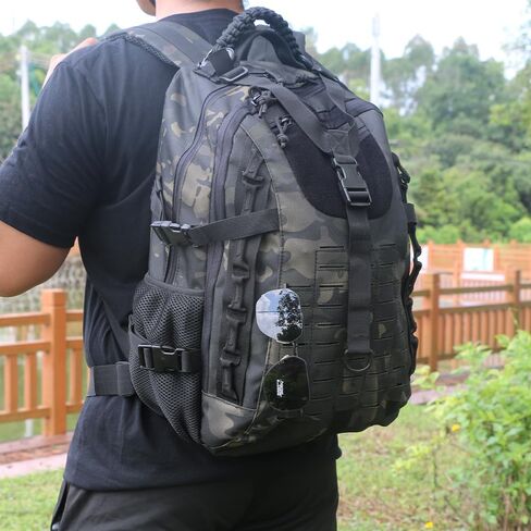 Military Tactical Backpack For Men Laser-Cut Molle Daypack 3 Day for Hiking,Working,Travel (black camo) in Saudi Arabia