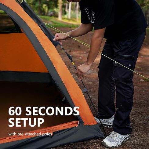 MOON LENCE Pop Up Camping Tent, 3-4 Person Automatic Instant Tent Portable Windproof for Backyard, Car Camping, Family Trips in Kuwait
