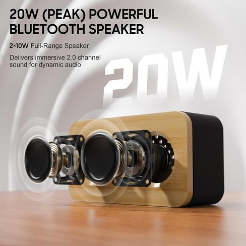 مكبرات صوت بلوتوث لاسلكية، 20 واط (الذروة) مكبر صوت بلوتوث محمول مع TWS، AUX، بطاقة TF، مكبر صوت لاسلكي مع BT5.3، وقت تشغيل 7 ساعات للخارج، المنزل، السفر in Kuwait