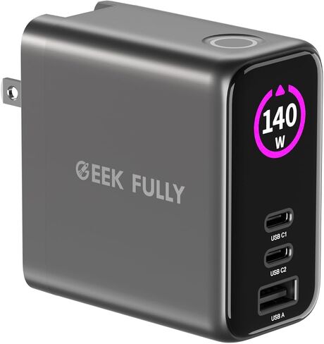 140W MAX USB C Charger | 3-Port Fast Charging Station (2xUSB-C PD3.1 + USB-A QC3.0) | Intuitive Touch Controls, for for MacBook, iPhone 17/16 Series, Samsung Galaxy, Pixel and More in Saudi Arabia