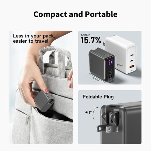 140W MAX USB C Charger | 3-Port Fast Charging Station (2xUSB-C PD3.1 + USB-A QC3.0) | Intuitive Touch Controls, for for MacBook, iPhone 17/16 Series, Samsung Galaxy, Pixel and More in Saudi Arabia