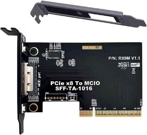 بطاقة محول المضيف Cablecc PCIe 5.0 x8 لمنفذ MCIO 8i (SFF-TA-1016) | أضف وحدات معالجة الرسومات ومحركات أقراص NVMe SSD وادعم Intel VROC على اللوحة الأم in Saudi Arabia