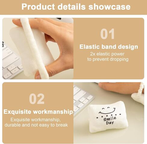 Cute Plush Wrist Rest Soft Fabric Hand Support Cushion Ergonomic Support Cushion Wristband for Office Gaming and Work (White Happy Day) in Saudi Arabia