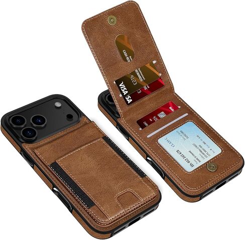 LOHASIC for iPhone 17 Pro Max Case Wallet, Premium PU Leather with RFID Blocking Flip Card Slots Kickstand Durable Shockproof Protective Back Cover Cases 6.9 inch, Brown in Saudi Arabia