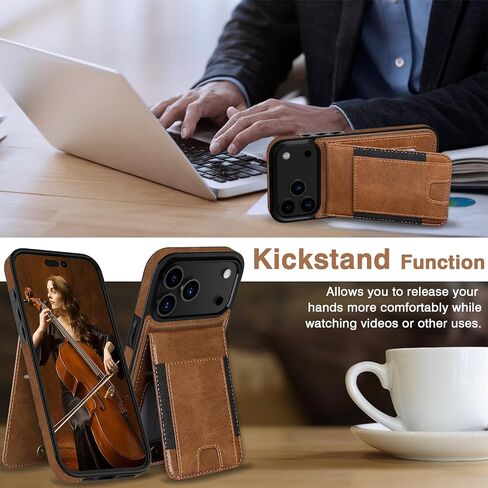 LOHASIC for iPhone 17 Pro Max Case Wallet, Premium PU Leather with RFID Blocking Flip Card Slots Kickstand Durable Shockproof Protective Back Cover Cases 6.9 inch, Brown in Saudi Arabia