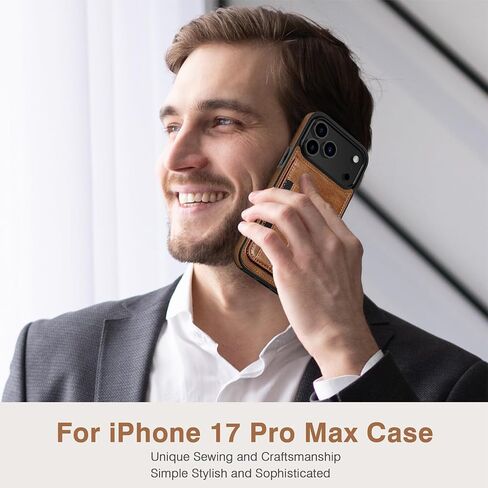 LOHASIC for iPhone 17 Pro Max Case Wallet, Premium PU Leather with RFID Blocking Flip Card Slots Kickstand Durable Shockproof Protective Back Cover Cases 6.9 inch, Brown in Saudi Arabia