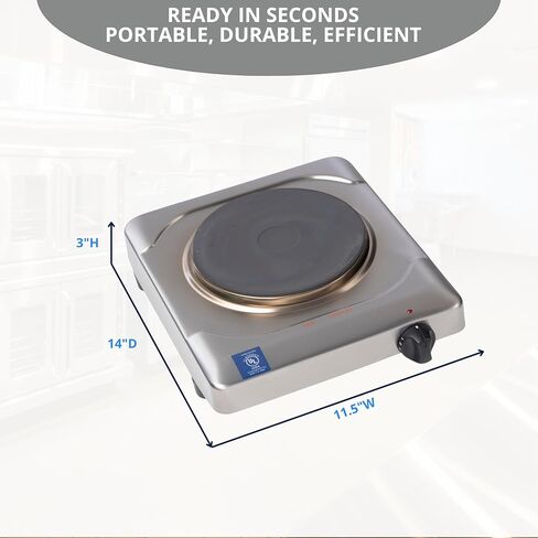 Cadco KR-S2 11 1/2 بوصة موقد كهربائي مع (1) شعلة وعناصر تحكم لا نهائية، 120 فولت in Saudi Arabia
