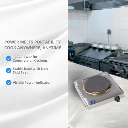 Cadco KR-S2 11 1/2 بوصة موقد كهربائي مع (1) شعلة وعناصر تحكم لا نهائية، 120 فولت in Saudi Arabia