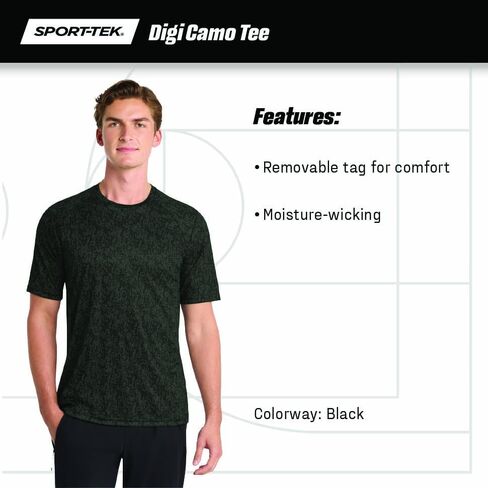 Sport-Tek للجنسين Digi Camo Tee | تي شيرت التمرين الرياضي للرجال والنساء ، ملابس صالة الألعاب الرياضية لفصل الربيع والصيف in Saudi Arabia