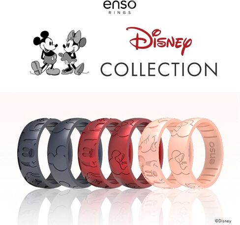 Enso Rings Etched Disney Collection - Classic Thin Silicone Ring - Mickey and Minnie - Mickey All Around Ears - Diamond - Size 4 in Saudi Arabia
