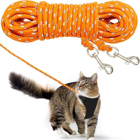 Cat Leash - 15 ft / 30 ft Reflective Long Cat Leash Outdoor for Walking Training Playing - Escape Proof Yard Lead Pet Leash Also for Cats, Small Dogs, Puppy, Kitten, Rabbit in Saudi Arabia