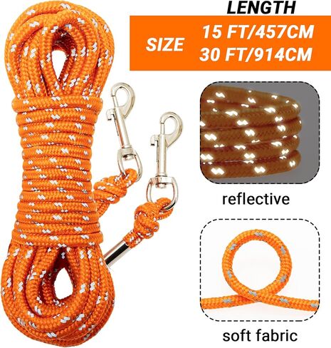 Cat Leash - 15 ft / 30 ft Reflective Long Cat Leash Outdoor for Walking Training Playing - Escape Proof Yard Lead Pet Leash Also for Cats, Small Dogs, Puppy, Kitten, Rabbit in Saudi Arabia