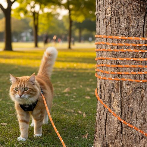 Cat Leash - 15 ft / 30 ft Reflective Long Cat Leash Outdoor for Walking Training Playing - Escape Proof Yard Lead Pet Leash Also for Cats, Small Dogs, Puppy, Kitten, Rabbit in Saudi Arabia
