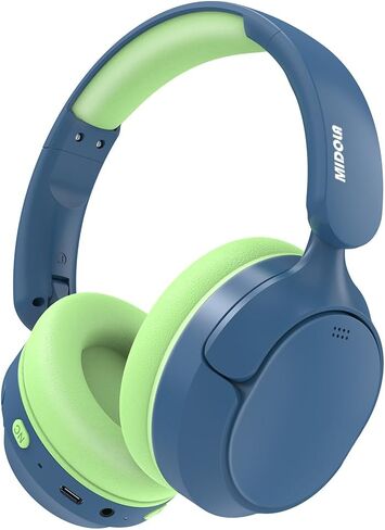 MIDOLA Active Noise Cancelling Kids Headphones Bluetooth 5.4 Wireless Volume Limited 85/94dB,Type C Fast Charging,Over Ear Foldable with Mic Aux Cord for Toddler Child Pad Tablet Blue in Saudi Arabia