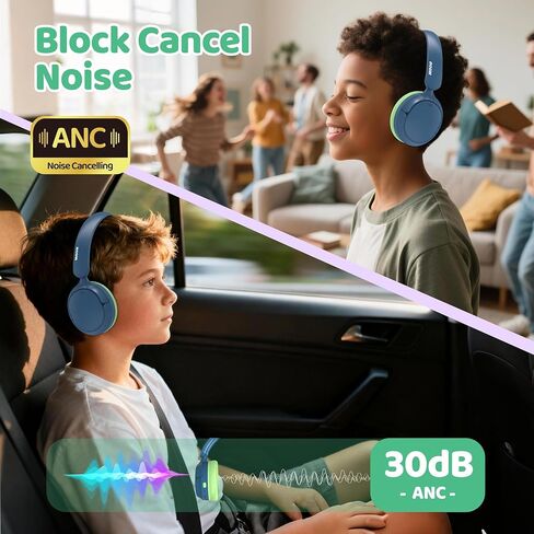 MIDOLA Active Noise Cancelling Kids Headphones Bluetooth 5.4 Wireless Volume Limited 85/94dB,Type C Fast Charging,Over Ear Foldable with Mic Aux Cord for Toddler Child Pad Tablet Blue in Saudi Arabia