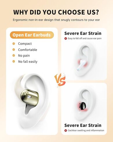 Open-Ear Headphones, Over Ear Earbuds with Ear Hooks, True Wireless Bluetooth Earphones with Microphone, Touch Control, Clear Calls, 60H Playtime, IPX7 Waterproof for Running and Workouts in Saudi Arabia