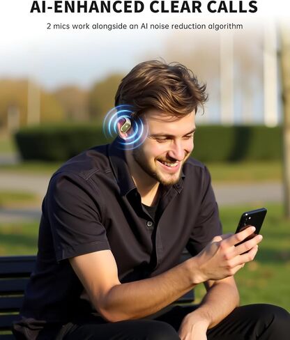 Open-Ear Headphones, Over Ear Earbuds with Ear Hooks, True Wireless Bluetooth Earphones with Microphone, Touch Control, Clear Calls, 60H Playtime, IPX7 Waterproof for Running and Workouts in Saudi Arabia