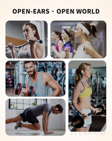 Open-Ear Headphones, Over Ear Earbuds with Ear Hooks, True Wireless Bluetooth Earphones with Microphone, Touch Control, Clear Calls, 60H Playtime, IPX7 Waterproof for Running and Workouts in Saudi Arabia