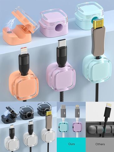 6pcs Magnetic Cable Holder, Adjustable Cord Organizer for Under Desk Cable Management, Wire Organizer for Home, Office, Car, Wall, Desktop, Purple in Saudi Arabia