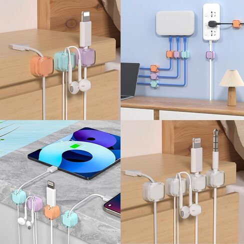 6pcs Magnetic Cable Holder, Adjustable Cord Organizer for Under Desk Cable Management, Wire Organizer for Home, Office, Car, Wall, Desktop, Purple in Saudi Arabia