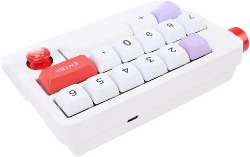 USB Wired Mechanical Number Pad, 19 Keys Hot Swappable Macro Programmable Numeric Keypad with Joystick Control, for PC Laptop Gaming Drawing Video Editing (White) in Saudi Arabia
