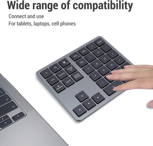 GOWENIC 35 Keys Bluetooth Number Pad for Laptop, Rechargeable 2.4G Wireless Number Keypad, Numeric Keypad for Multi Devices, Portable Mini Financial Accounting Keypad (Grey Black) in Saudi Arabia