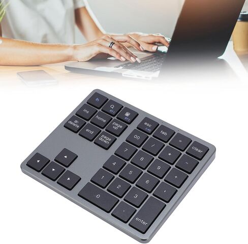 GOWENIC 35 Keys Bluetooth Number Pad for Laptop, Rechargeable 2.4G Wireless Number Keypad, Numeric Keypad for Multi Devices, Portable Mini Financial Accounting Keypad (Grey Black) in Saudi Arabia