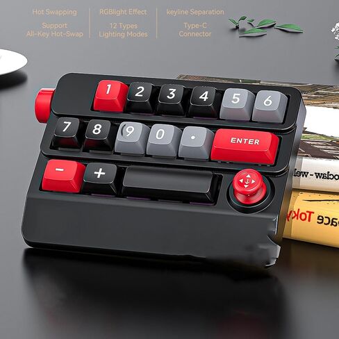 لوحة أرقام ميكانيكية من PUSOKEI، 17 مفتاحًا لوحة مفاتيح رقمية USB سلكية قابلة للتبديل السريع مع التحكم في عصا التحكم و12 وضع إضاءة، لتحرير فيديو ألعاب الكمبيوتر المحمول (أبيض) in Saudi Arabia