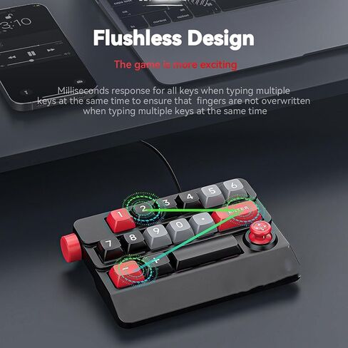 لوحة أرقام ميكانيكية من PUSOKEI، 17 مفتاحًا لوحة مفاتيح رقمية USB سلكية قابلة للتبديل السريع مع التحكم في عصا التحكم و12 وضع إضاءة، لتحرير فيديو ألعاب الكمبيوتر المحمول (أبيض) in Saudi Arabia