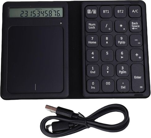 ciciglow Bluetooth Number Pad, Rechargeable Wireless Numeric Keypad Foldable 23 Keys with Calculator Touchpad External Numpad Keyboard Data Entry in Saudi Arabia