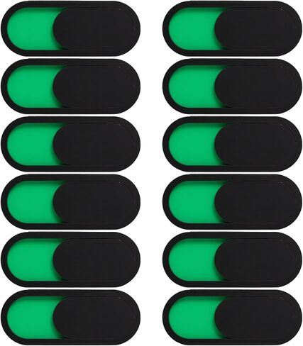 Generic سهل التركيب، متوافق مع أجهزة الكمبيوتر الشخصية والأجهزة اللوحية وأجهزة الكمبيوتر المحمولة، غطاء كاميرا ويب أكريليك للخصوصية مقاس 101.57 بوصة (4 سم)، مؤشر حالة منزلق أخضر/أحمر، مجموعة مكونة من 12 قطعة in Saudi Arabia