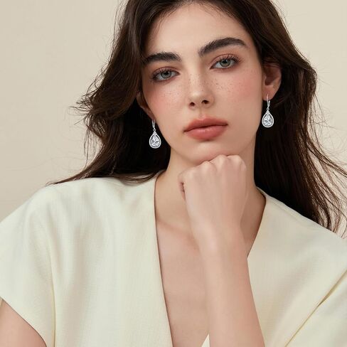 أقراط جوهرة الميلاد من الفضة الإسترلينية AAAAA مكعبة الزركونيوم على شكل دمعة تتدلى هدايا مجوهرات للنساء in Kuwait