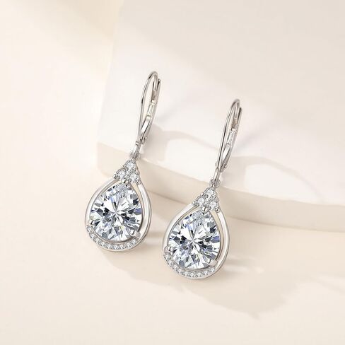 أقراط جوهرة الميلاد من الفضة الإسترلينية AAAAA مكعبة الزركونيوم على شكل دمعة تتدلى هدايا مجوهرات للنساء in Kuwait