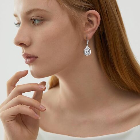 أقراط جوهرة الميلاد من الفضة الإسترلينية AAAAA مكعبة الزركونيوم على شكل دمعة تتدلى هدايا مجوهرات للنساء in Kuwait