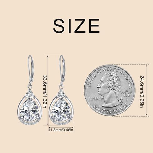 أقراط جوهرة الميلاد من الفضة الإسترلينية AAAAA مكعبة الزركونيوم على شكل دمعة تتدلى هدايا مجوهرات للنساء in Kuwait