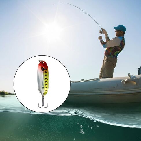 Lure Color Sequins 7g Three Hook Spoon Type Iron Plate Lure – Bionic Fishing Bait with Electroplated Iron Sheet, Yellow Red (5.7x1.8x1cm) – Perfect for Attracting Fish in Saudi Arabia