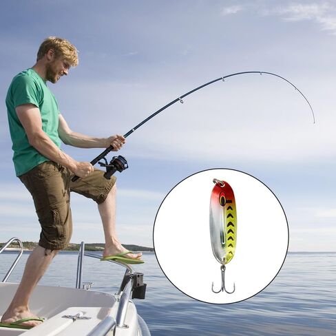 Lure Color Sequins 7g Three Hook Spoon Type Iron Plate Lure – Bionic Fishing Bait with Electroplated Iron Sheet, Yellow Red (5.7x1.8x1cm) – Perfect for Attracting Fish in Saudi Arabia